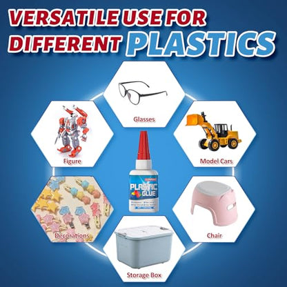 Plastic Glue Repair Kit, 35g Heavy Duty Super Glue for Plastic, Strong Adhesive for ABS, PVC, Acrylic, PLA, Miniatures, Model Cars, 3D Printing, Bonder Kit