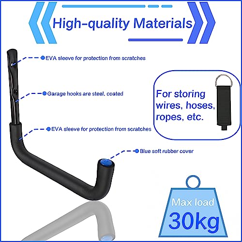 Heavy Duty Garage Storage Hooks, Wall Mount Garage Hanger & Organizer, 9.4Inch Storage Hooks for Garden Tools, Ladders, Bikes, Bulky Items, 6 Pack (‎16G-9.4inch)