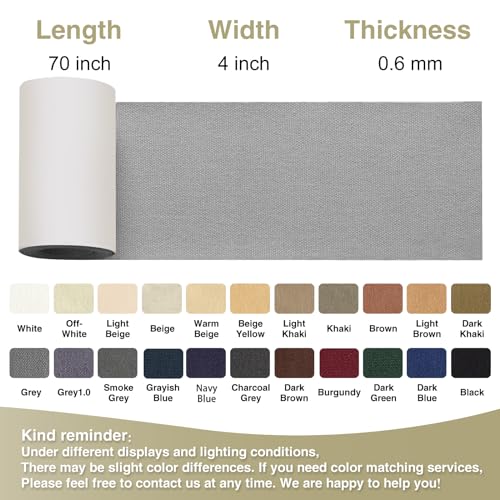 Gheeidau Canvas Repair Tape 4×70 Inch Waterproof Self-Adhesive Fabric Repair Patch for Repairing Boat Covers,Tents,Patio Umbrellas,Car Seats,Luggage,Sofas.(Grey) - color: Grey