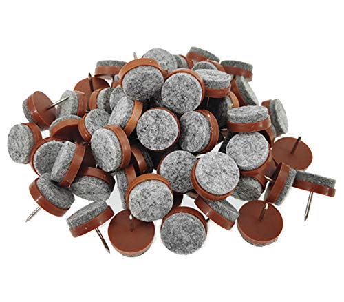 ALIMITOPIA 40pcs Furniture Felt Pad Heavy Duty Nail-on Chiar Slider Glide Pad Floor Protector for Wooden Furniture Chair Tables Leg Feet(Φ22mm or 0.87";Brown) - color: 22mm Brown(40pcs)