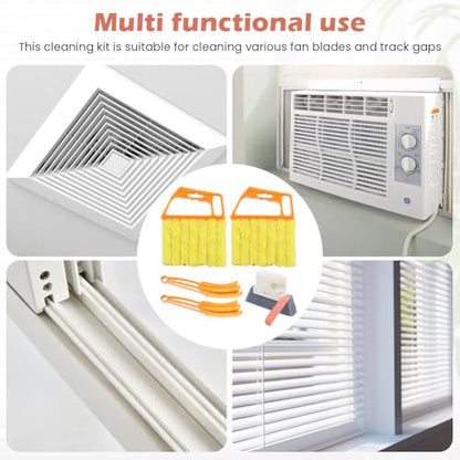 5Pcs Window Blind Cleaning Set, Window Venetian Blind Cleaner Duster Tool, Washable Dust Removal Cleaning Tools for Blinds, Air Conditioners, Track, Fans(Color:Orange)