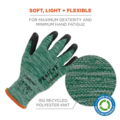 Ergodyne ProFlex 7002-ECO Work Glove, Recycled PU Coated Palms Gloves, Post Consumer Materials, 15 gauge, 12-Pack - size: Large 12-Pack