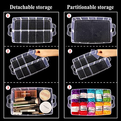 SGHUO 3-Tier Stackable Storage Container Box with Dividers-30 Compartments, Bead Organizers for Art Craft Storage, Washi Tape, Kids Toys, Jewelry, Beauty & Sewing Supplies - style: 3 tier
