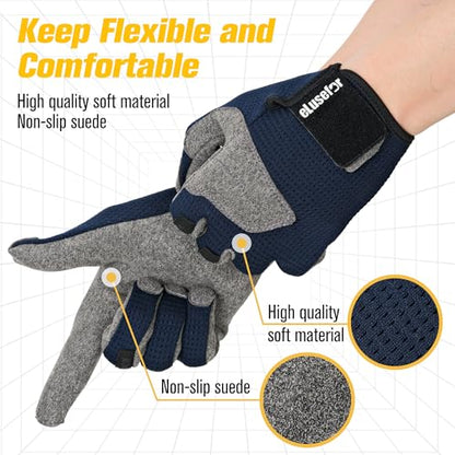 Nimble Control Work Gloves - 100% Tactile Feel,Patented Wrap-Finger Fit,Knuckle Touchscreen,Impact Protection - Mechanic,Shooting,Driving,Patrol,Garden. - color: Blue, size: Medium