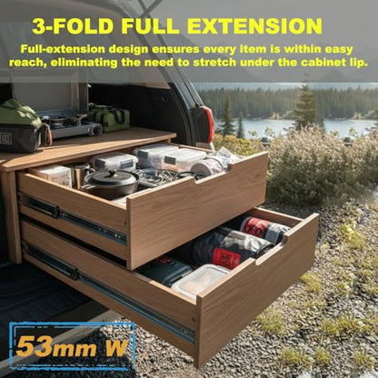Heavy Duty 12 Inch Drawer Slides, 1 Pair, 300 lb Load Capacity, Side Mount, Full Extension, Ball Bearing - size: 12 Inch, style: W 53 MM : 300 LB