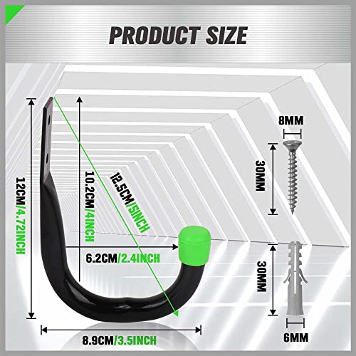 SWANLAKE Heavy Duty Garage Storage Utility Hooks, Utility Hooks for Garage Wall,Color Black (12PCS) - style: 12-Piece Green
