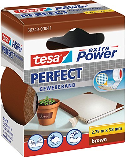 tesa UK Extra Power Multi-Purpose Cloth Tape, 2.75 m x 38 mm - Brown - color: Brown