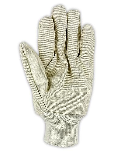 MAGID MultiMaster Cotton Clute Pattern Canvas Chore Gloves, 12 Pairs, Knit Wrist Cuff, Natural, T123