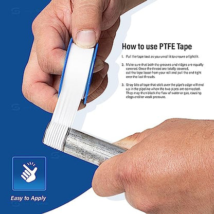 Supply Giant I33 PTFE Thread Seal Tape for Plumbers, White 1/2 Inch x 520 Inch, Single (Pack of 4) - size: 520" (Pack of 4), style: Pack of 1