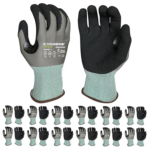 Armor Guys 00-840 Cut Resistant Work Gloves (ANSI A4) – Kyorene Pro Graphene, Machine Washable, Touchscreen Nitrile Coated Gloves for Construction, Industrial & Everyday Use – Medium (12 pairs) - color: 12 Pairs (Medium)