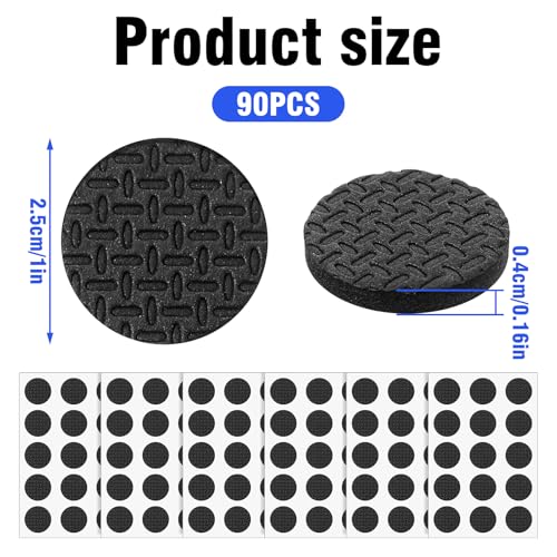 Ymapinc 90 Pcs Non Slip Rubber Pads for Furniture, 1 inch Round Grippers Anti Slip Couch Stoppers to Prevent Sliding, Home Floors Sofa Chairs Recliners Hardwood - style: Round