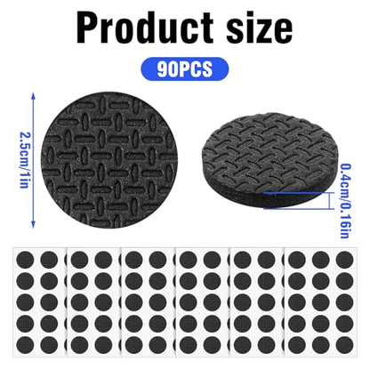 Ymapinc 90 Pcs Non Slip Rubber Pads for Furniture, 1 inch Round Grippers Anti Slip Couch Stoppers to Prevent Sliding, Home Floors Sofa Chairs Recliners Hardwood - style: Round