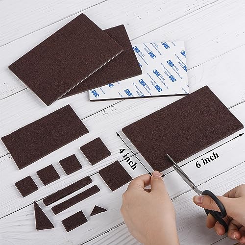 Large Felt Furniture Pads 6" x 4" Set of 8 Cut Furniture Felt Pads Sheets Brown Self Adhesive Anti Scratch Heavy Duty 5mm Thick Floor Protector for Hardwood Floorfor Hardwood Floor - size: 8pcs Rectangle