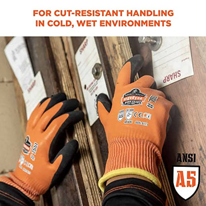 Ergodyne ProFlex 7551 Waterproof Winter Work Gloves, Cut Resistant ANSI A5, Sandy Nitrile Coated Palms, Thermal Fleece Lining, 12-Pack - size: Medium 12-Pack