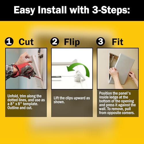 Access Panel For Drywall - 8x8 inch - No Tools Required - Wall Hole Cover - Access Doors For Drywall - Spring Loaded for Wiring | HVAC | Plumbing - Textured White (1)