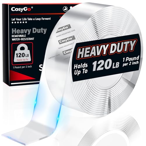 Strong Heavy Duty Double Sided Tape, 1.2" x 20FT Extra Large Clear & Tough Removable Nano Adhesive Filament Tape for Wall Hanging Strip Poster Deco Rug (1/12" Thick) - size: 1.2" X 20 Ft (1/12" Thick)