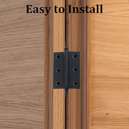 2.5 Inch Antique Style Solid Brass Butt Hinges with Ball Finials, Black Plated Butt Hinges with for Furniture Cabinet Drawer Door, 2PCS - size: 2.5 Inch