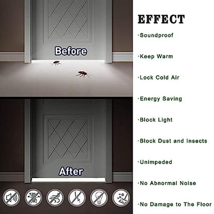 Door Draft Stopper with Brush Reduce Noise, 39" Rubber Door Sweep Breeze Blocker, Adjustable Under Door Draft Stoppers, Soundproofing for Doors, Door Seal - White