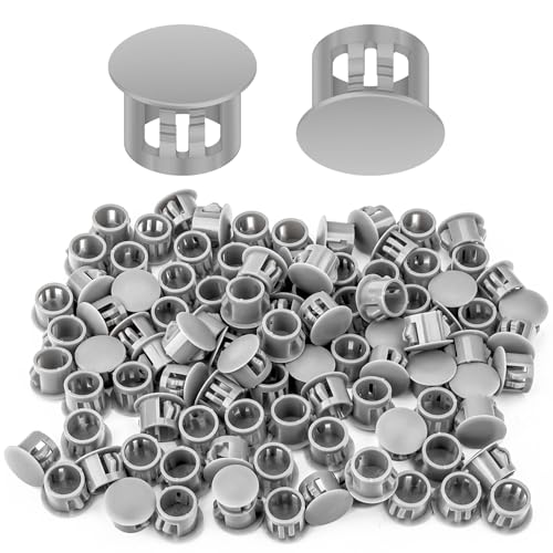 100PCS 1/2" Plastic Plugs Hole, Cabinet Hole Decorative Covers, Gray Plastic Plugs for Round Furniture Holes - color: Gray, size: 1/2"(100)