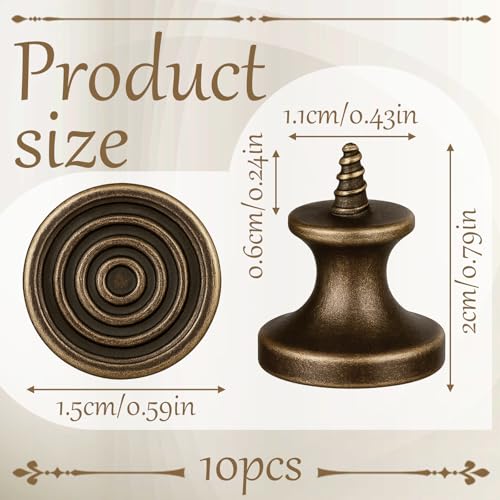 10Pcs Mini Drawer Knobs, Small Round Drawer Pulls Handles, 0.43"x0.79", Antique Self Tapping Cabinet Knobs for Jewelry Box, Kitchen, Furniture Hardware (2x1.1cm)