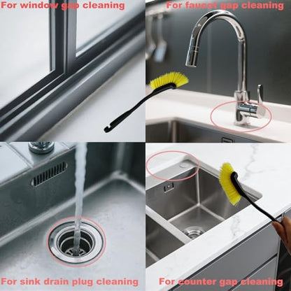 Crevice Cleaning Brush Multi Functional Gap Scrub Brush Tools for Kitchen Corners, Faucets, Baseboards & Bathroom Shower Tile Gaps, Grout, Sink & Household Tight Spaces, Dead Corners, Vehicle, Window