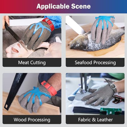RETON-PEE Chainmail Gloves for Cutting,Work Gloves Men Cut Resistant Gloves Food Grade Stainless Steel Mesh Metal Knife - size: Small