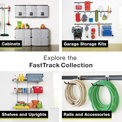 Rubbermaid FastTrack Garage Storage Bike Storage Kit, 3 Piece, All in One Rail Hook Kit Organizer, Heavy Duty Organization for Home/Garage/Wall/Shed - size: 1 Rail, 2 Hooks