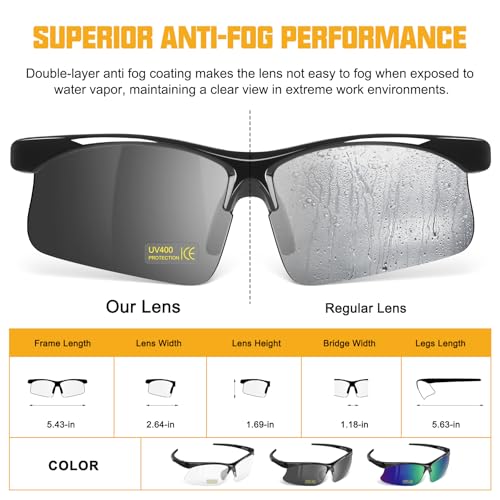 OXG 12 Pack Anti Fog Safety Glasses for Men, ANSI Z87.1 Safety Goggles Impact Scratch Resistant Eye Protection for Work - color: Grey With Straps