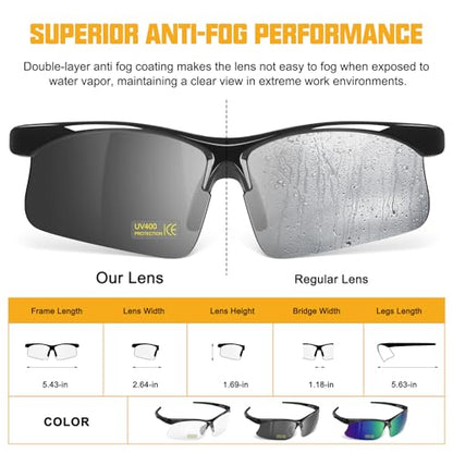 OXG 12 Pack Anti Fog Safety Glasses for Men, ANSI Z87.1 Safety Goggles Impact Scratch Resistant Eye Protection for Work - color: Grey With Straps