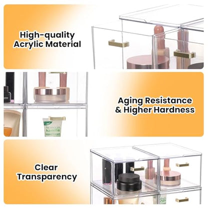 LALOBLUE Set of 5 Stackable Storage Drawers, Clear Acrylic Organizer Bins for Beauty Supplies, Perfect for Makeup Vanity, Undersink, Kitchen, Cabinet,Pantry Organization and Storage - style: 5 Pack