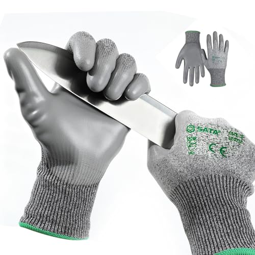 SATA Cut Resistant Gloves Level 4, EN388 Certified for Extreme Protection, Comfort Fit, Touchscreen, Anti Cut, Breathable for Construction, Woodworking, Glass Cutting, Cargo Handling, Car Repair