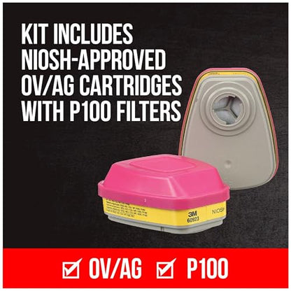 3M - 65023QLHA1-C Pro MultiPurpose Respirator with Quick Latch, Medium - size: Medium