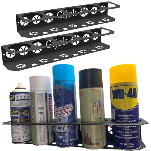 2 Pack Five Cans Wall-Mounted Steel Aerosol Spray Can Holder, Steel Wall Mount Storage Organizer for Garage and Workspace (2-Black) - style: 2-Black