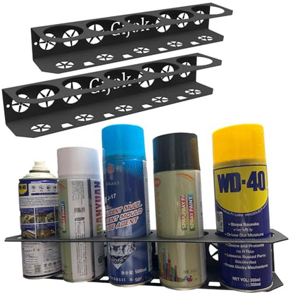 2 Pack Five Cans Wall-Mounted Steel Aerosol Spray Can Holder, Steel Wall Mount Storage Organizer for Garage and Workspace (2-Black) - style: 2-Black