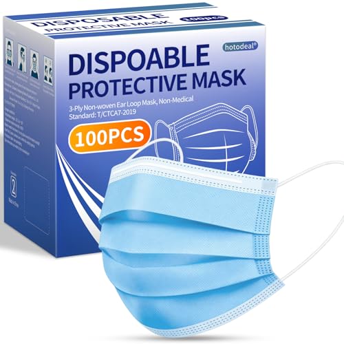 Masks Disposable 100 Pack, Blue Face Mask Disposable, 3 Ply Disposable Face Masks for Adults - color: Blue