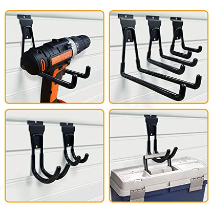 Slatwall Hooks, Slat Wall Accessories Multi Size Garage Hooks Storage Utility Hanging Hooks Wall Mount Tool Holder for Ladder Garden Tools (14 Pack, Black)