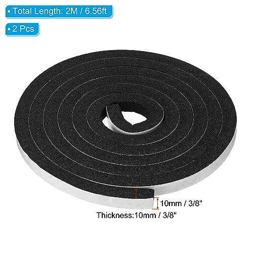 PATIKIL Foam Weather Stripping for Doors, 2 Rolls 3/8" W x 3/8" T Foam Seal Tape Adhesive Insulation Strip for Door Window Air Conditioning, Black(13 Ft Total Length in 2 Rolls) - size: 3/8" W x 3/8" T