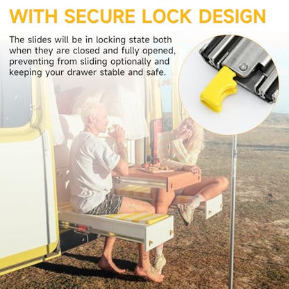 Drawer Slides Heavy Duty Locking 22 Inch, Ball Bearing Rails Track, Full Extension Ball Bearing Runners with Lock, 3" Width Up to 500 lbs Load Capacity,1 Pair - size: 22 Inch, style: With lock(W:76mm)