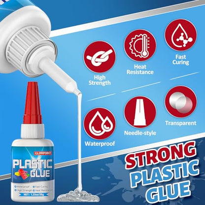 Plastic Glue Repair Kit, 35g Heavy Duty Super Glue for Plastic, Strong Adhesive for ABS, PVC, Acrylic, PLA, Miniatures, Model Cars, 3D Printing, Bonder Kit