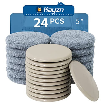 Furniture Sliders,Multi-Surface 2-in-1 Furniture Moving Pads for Carper & Hardwood Floors - 12 Pack 5" Carpet Sliders and 12 Hardwood Socks - Protect Floors & Carpet and Easier to Move - size: 12+12 Pack 5inch (Grey)