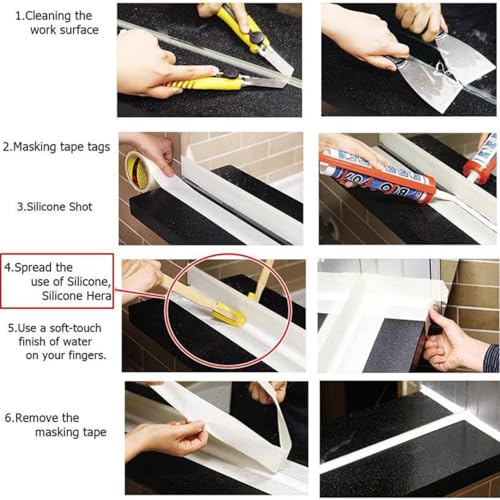Dzrige Caulk Finishing Tool Rubber Spatula Spreader Smooth Grout Sealant Silicone Caulking Tool for Kitchen Bathroom Floor Sealant Sealing, 4 Size Set