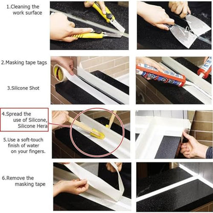 Dzrige Caulk Finishing Tool Rubber Spatula Spreader Smooth Grout Sealant Silicone Caulking Tool for Kitchen Bathroom Floor Sealant Sealing, 4 Size Set