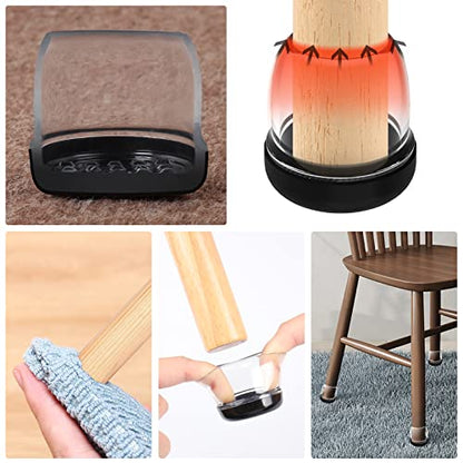 Chair Sliders for Carpeted Floors,16 Pcs Chair Glides Square Furniture Sliders Carpet, Teflon Table Leg Protectors Sliders for Carpet, Make Furniture Glides Move Easy (Fit 1.1" - 1.4", Clear) - size: Medium(Fit:1.1"-1.4")
