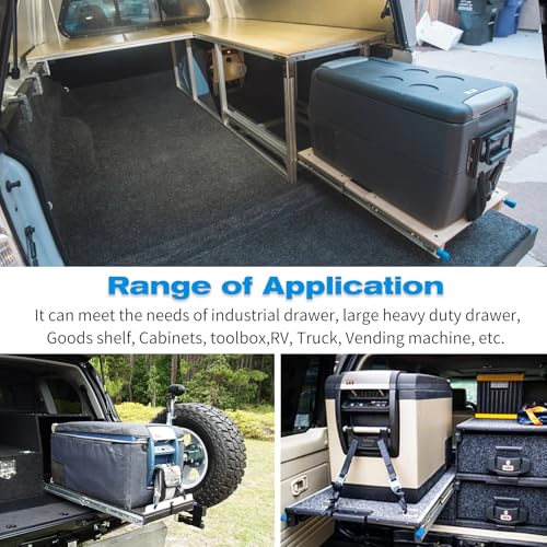 YENUO Heavy Duty Locking Drawer Slides Full Extension Runners with Lock 12 14 16 18 20 22 24 26 28 30 32 34 36 38 40 Inch Side Mount Ball Bearing Rails Track Glides 250 Lbs 1 Pair(W:53mm, 12 Inch) - size: 12 Inch, style: Load:250 lb (With lock) -W:53mm