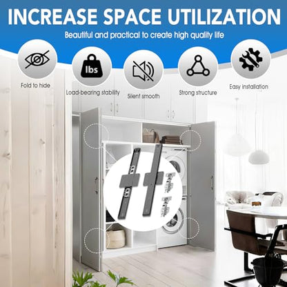 Pocket Door Slide kit, Pivot Door Slide Hardware Insert for Cabinet Doors and Insert Doors, Durable and Silent Design for Kitchen Bathroom Furniture (22in, Pieces, 4) - size: 22in