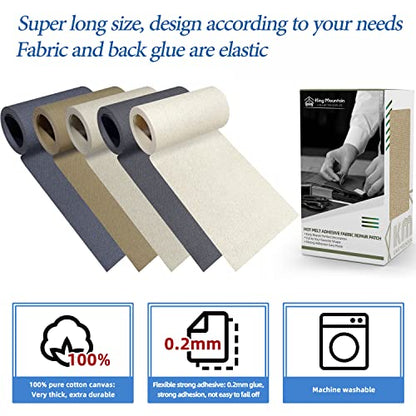 KING MOUNTAIN Canvas Iron on Patch,3"×60",Waterproof 100% Cotton Fabric Repair Patch,Used for Various Sofa,Tent,Clothes,Seats,Suitcases (Camel) - color: Camel, size: Canvas-3"x60"