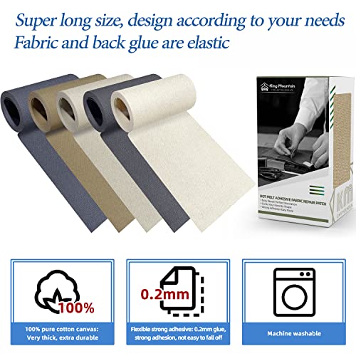 KING MOUNTAIN Canvas Iron on Patch,3"×60",Waterproof 100% Cotton Fabric Repair Patch,Used for Various Sofa,Tent,Clothes,Seats,Suitcases (Camel) - color: Camel, size: Canvas-3"x60"