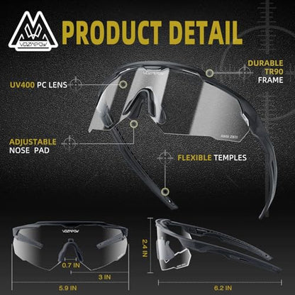 Shooting Glasses Anti Fog with High Definition Lenses, ANSI Z87+ Certified Tactical Safety Glasses for Men Women - color: A1-clear
