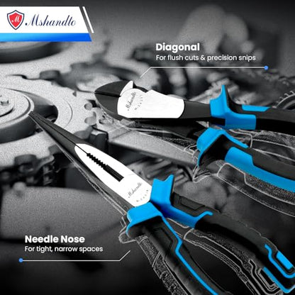 2 Pieces Plier Set, Including 8" Needle Nose Pliers and 7" Diagonal Cutting Pliers, Premium High Carbon Steel Construction for Plumbing, and General Applications Multi-use Tools Set - size: 2 Pcs