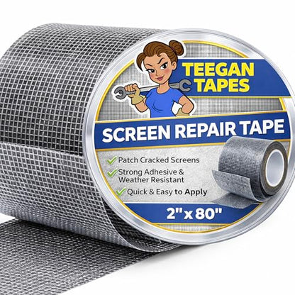 Gaffer Power Screen Repair Tape – Fiberglass Mesh, Strong Adhesive, Weather-Resistant Window & Door Screen Patch – Easy to Use, Durable Screen Repair Kit for Holes & Tears